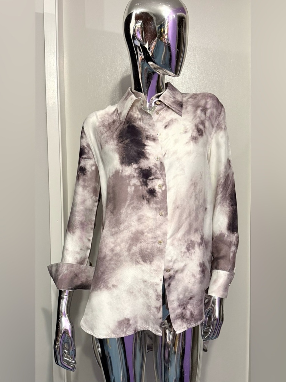 ☀️Spring Sale: Wilfred by Aritzia “le fou” Tie-Dye Silk Collared Blouse